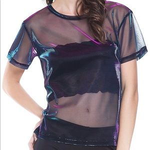 METALLIC MESH CROP 👽